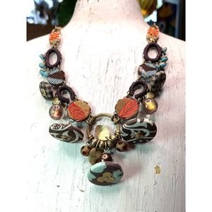 Ayala Bar Button Necklace Boho Contemporary Statement Necklace